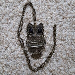 Metal Owl Pendant Necklace